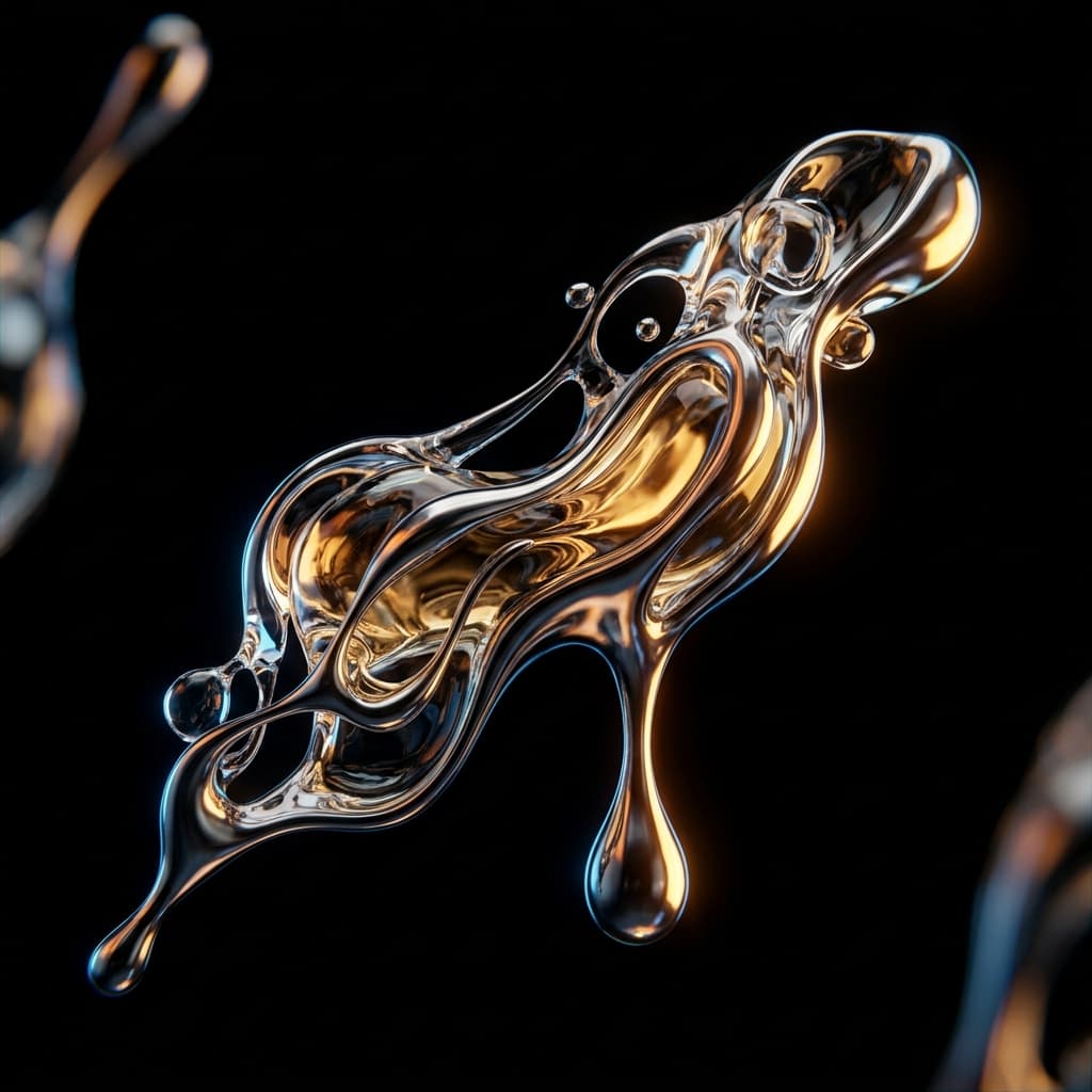 Liquid Chrome & Glass Blob